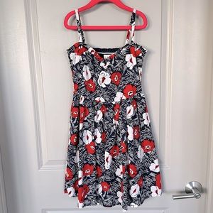 Janie and Jack Navy and Red Floral Sweetheart Dress, Size 10